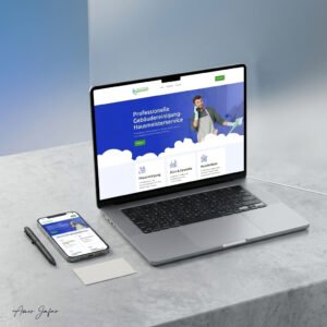 cleaning website case study homepage mockup